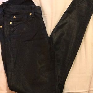 7FAM size 25 black coated jeans